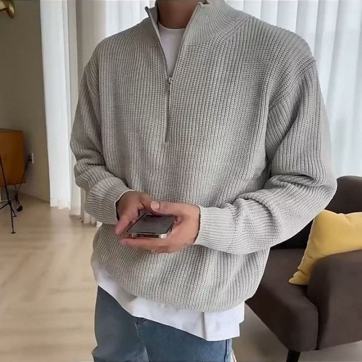 휠렉스 남성 스웨터 트렌드 루즈핏 반집업 니트 맨투맨 Y1386