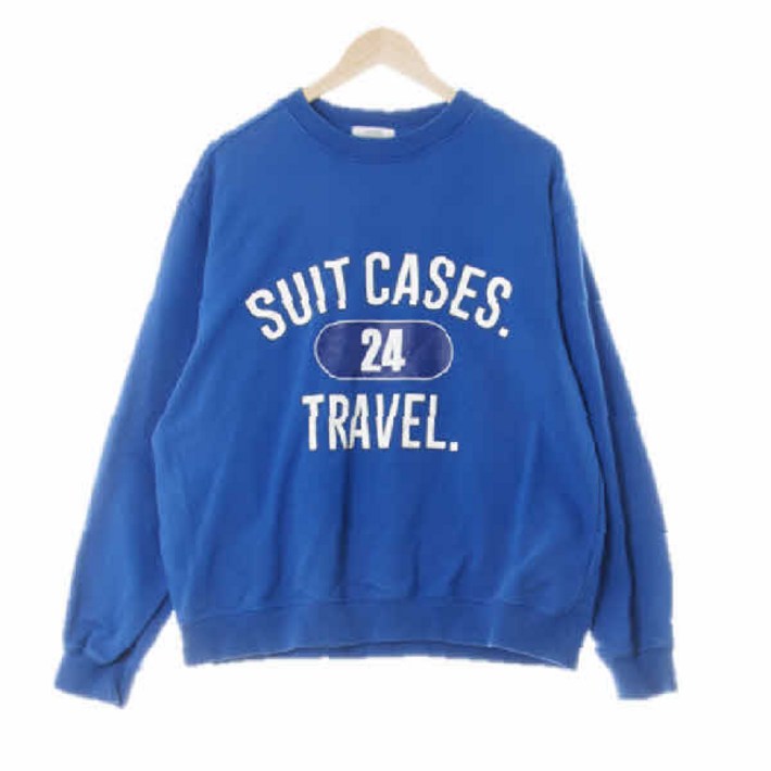 3608 톰보이 블루 프린팅 면 빅레터링라이트맨투맨 Free