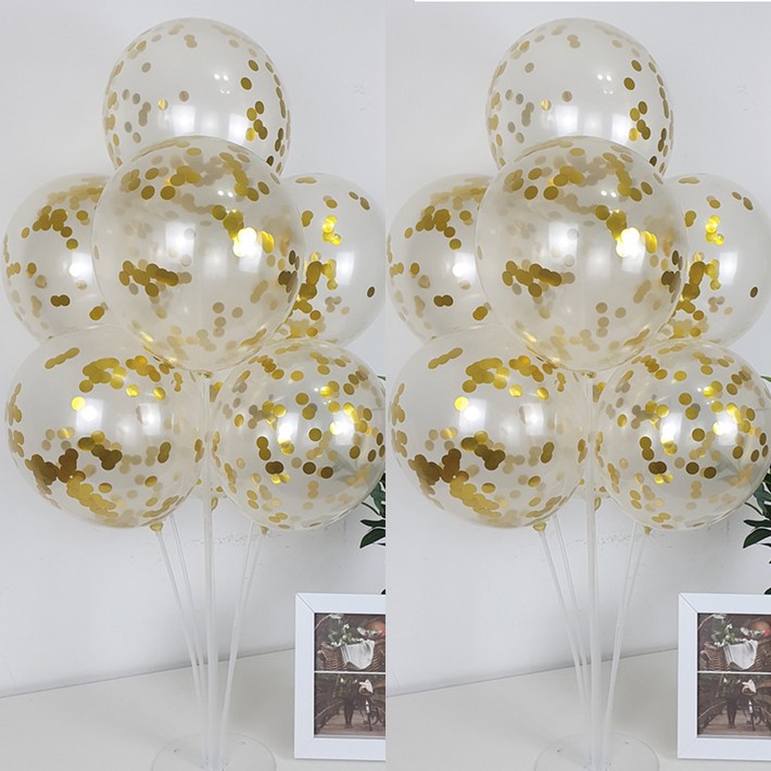파티앤온 풍선꽂이 펄풍선 스탠드 장식 세트, 2개, 34.컨페티 골드
