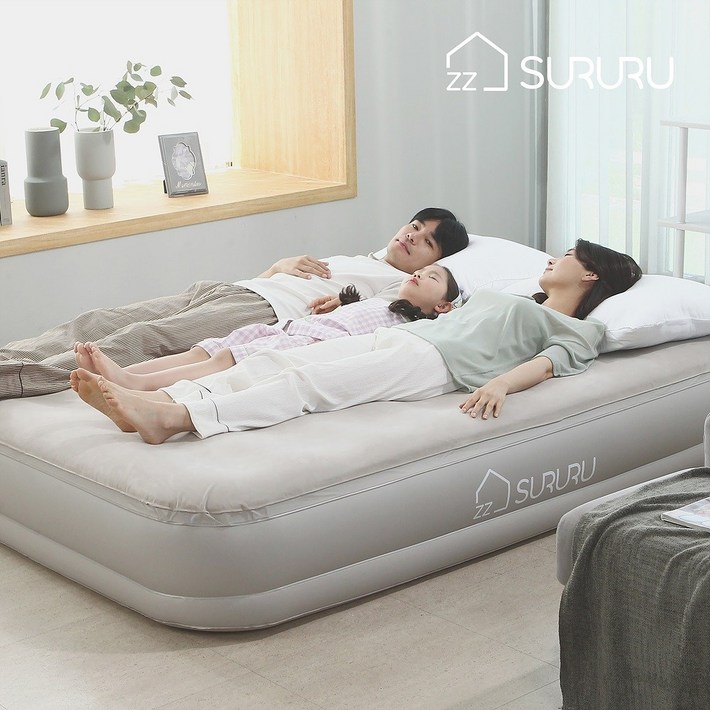 싱글더블 스르르 원터치 유로탑 에어매트 무선충전 토퍼 베드 매트리스 침대 간이침대 캠핑매트 원룸침대 손님침대 에어매트리스