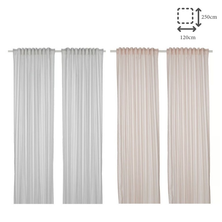 이케아 BYMOTT 뷔모트 스트라이프 커튼 한 쌍 120x250cm