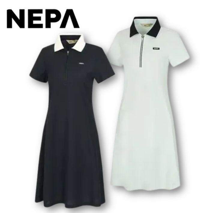 백화점정품네파 여성 원피스 하프집업 레귤러핏 반팔 아웃도어 골프 넥카라 포인트