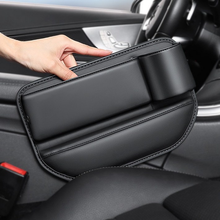 11 바니엘 자동차 가죽 사이드 포켓 틈새 수납함, 블랙  운전석조수석, 1세트