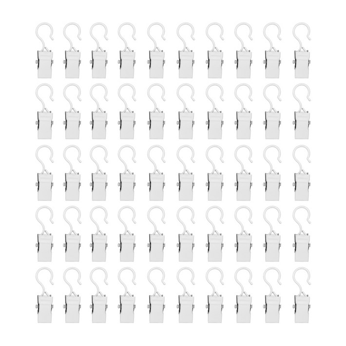 룸앤무드 커튼 레일 고리집게 네트망 다용도, 50개, 화이트