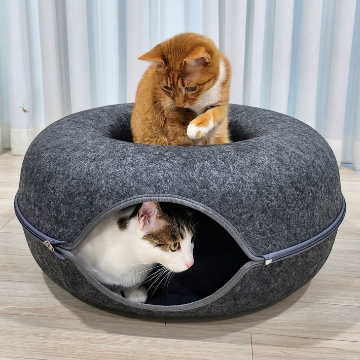 MAAH 고양이 숨숨집 고양이집 터널 고양이 도넛 하우스 초대형, 다크 차콜, 1개 MAAH 고양이 숨숨집 고양이집 터널 고양이 도넛 하우스 초대형, 다크 차콜, 1개