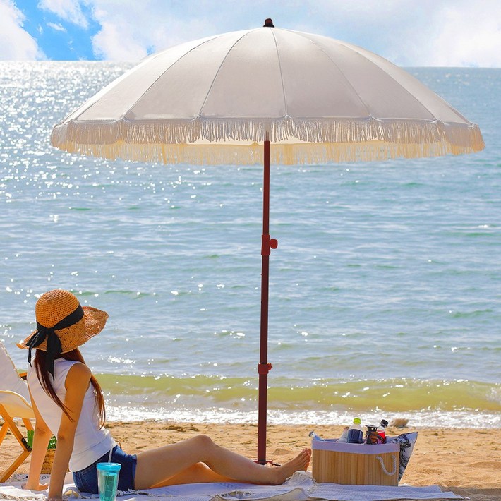 연필트리 감성 캠핑 비치 파라솔 2m  받침대  파우치 세트