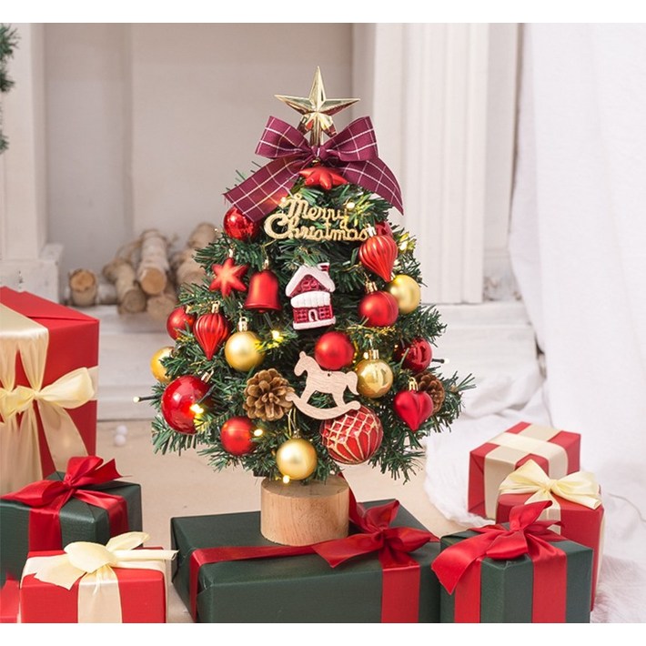 크리스마스트리50cm 크리스마스트리 장식 전구 나무 미니 트리 DIY 풀세트 45cm-50cm