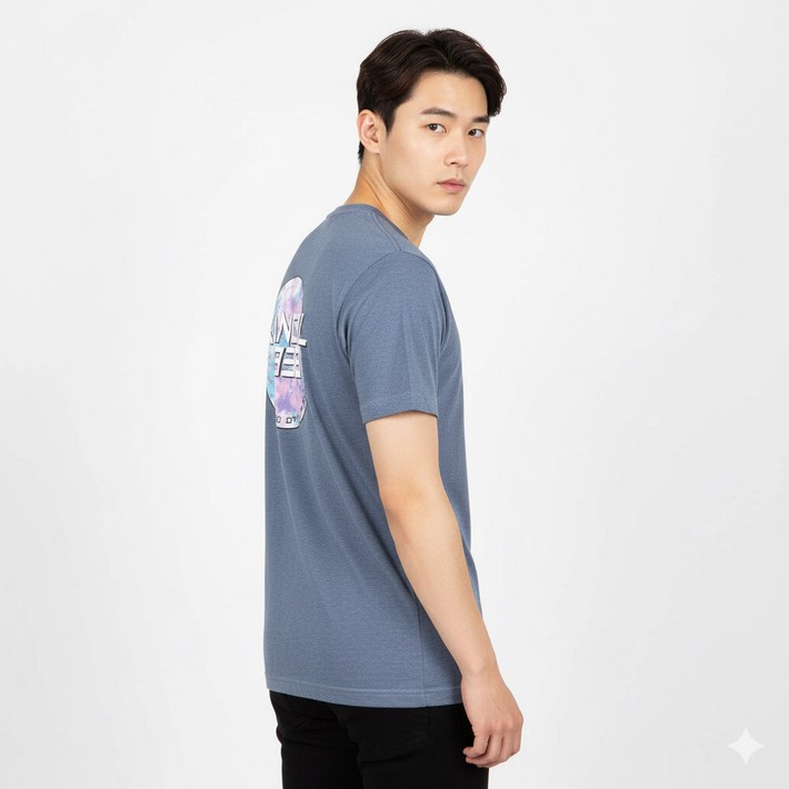 캉골 티셔츠 반팔티 SF918 블루믹스 프린트로고