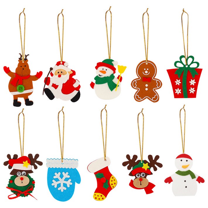 크리스마스 펠트 매달기 장식 세트 산타눈사람순록 캐릭터 크리스마스 트리파티인테리어 데코용