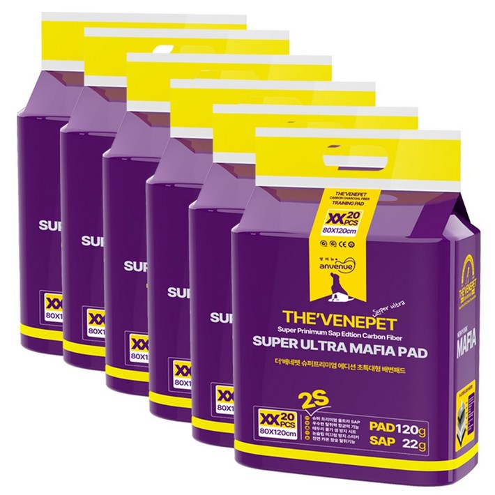 앙비뉴 마피아 배변패드 XL 6팩 한박스 특대형 60x76cm, 30매, 6개, 30개입