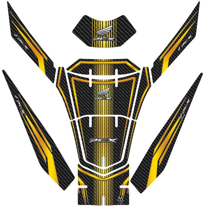 PCX 탱크패드 입체 스티커 주유구패드 단품세트 카본 튜닝 국산 스크레치방지 2124년, 카본골드탱크패드 세트, 1개