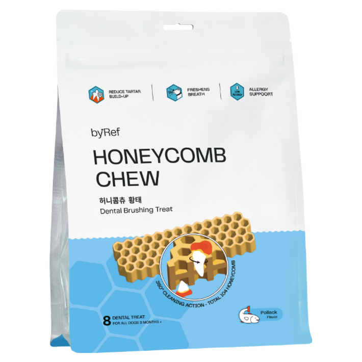 바이레프 강아지 허니콤츄 덴탈껌, 황태M, 120g, 1개