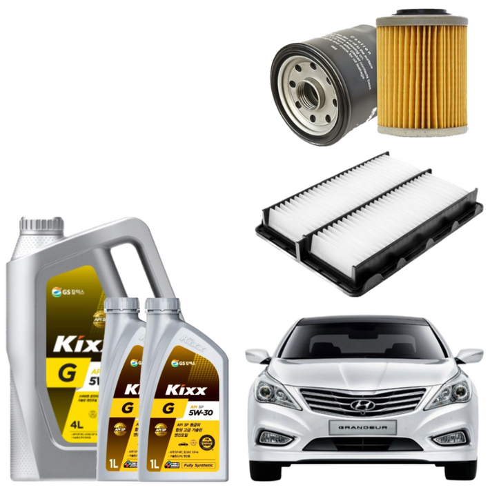그랜저HG 3.0 가솔린 LPI 엔진오일세트 킥스G 에어필터 오일필터 순정 호환형, 6L, 5w30, 1세트