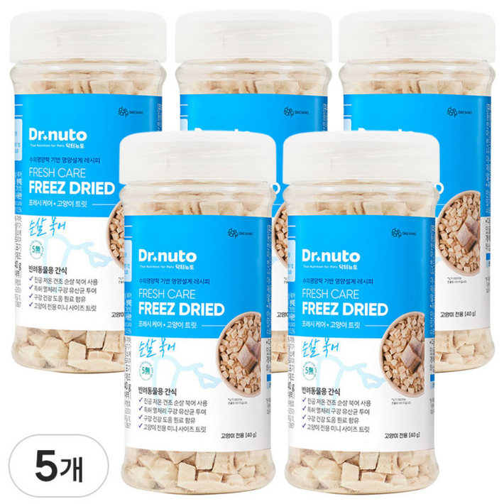 닥터뉴토 고양이 동결건조 간식 유산균 트릿 구내염구취치석제거 도움, 5개, 40g, 북어