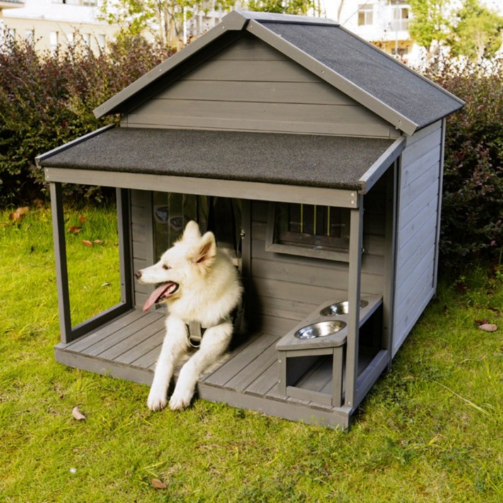 TrTr 대형 개집 지붕 있는 야외 견사 야외용 왕대 특상대 대형견개집 대형견집 큰개집, 1세트, 옵션4 개집비닐커튼지붕