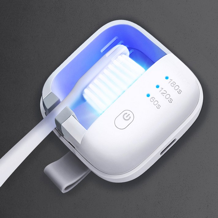홈플래닛 UVCLED 충전식 휴대용 칫솔살균기 자석 탈착 벽걸이 거치대 포함