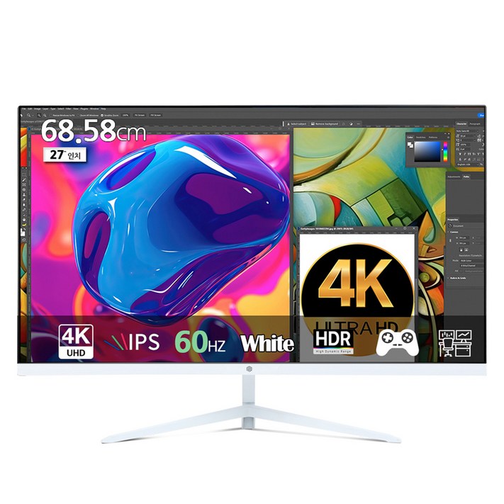 픽셀아트 4K UHD 60Hz IPS 모니터 무결점 화이트, 68.58cm, PAU2711W