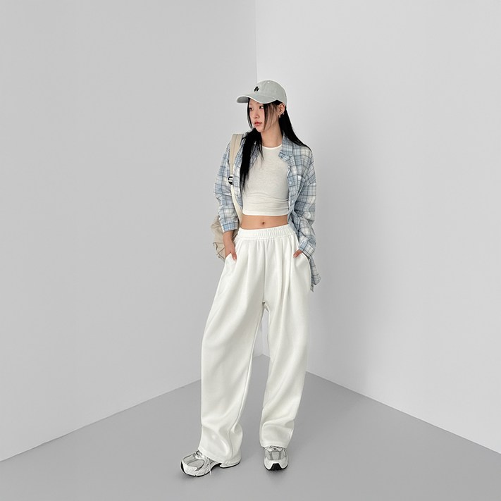 유라잇 남녀공용 유핏 4탄 핀턱 트레이닝 와이드 밴딩 팬츠 322253