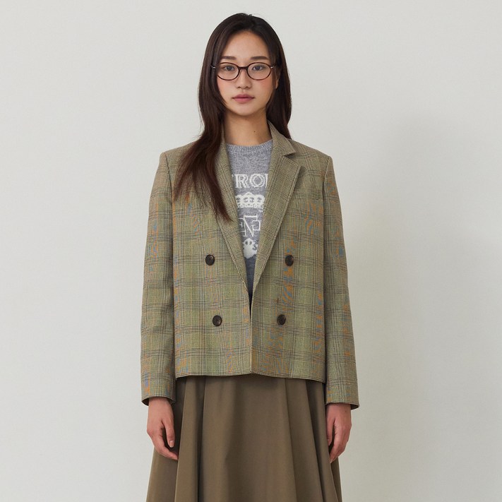 나이스클랍 여성용 체크 더블자켓 A243PWJ804BE