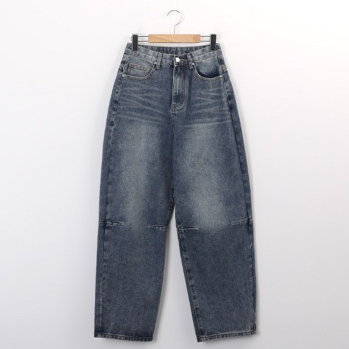 피핀 여성용 기장 세미벌룬핏 난스판 안밴딩 데님 팬츠 710941