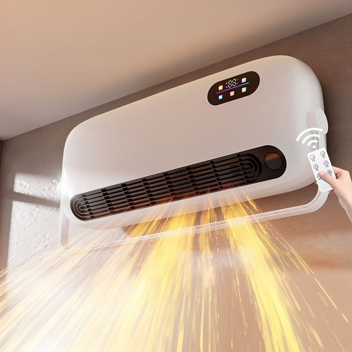RichMagic 최신형 욕실 온풍기,1년 AS ,냉열 겸용, 리모컨, AI 온도조절1645도, 3초발열, 저소음,강풍,무다공,가정용,사무실,화장실,원룸히터,최고가성비,2000W