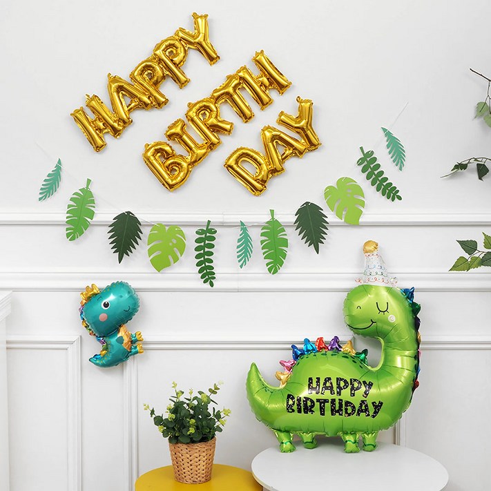 파티팡 생일파티 장식세트 해피벌스데이 생일고깔 티라노 손펌프증정 장식방법동봉 공룡풍선 생일풍선, 1개 파티팡 생일파티 장식세트 해피벌스데이 생일고깔 티라노 손펌프증정 장식방법동봉 공룡풍선 생일풍선, 1개