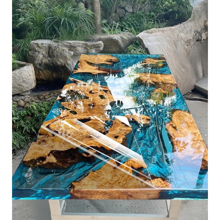 원목 테이블 바다 레진 리버 에폭시 원형 책상 탁자 인테리어