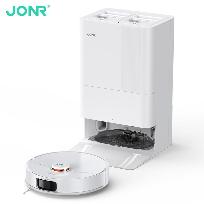 JONR 올인원 로봇청소기 확장형 엣지 물걸레 안티탱글브러쉬 8000pa 고온건조 클리닝스테이션 미홈앱