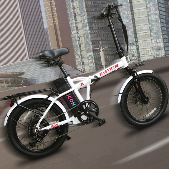 이지라이드 아이콘 접이식 미니벨로 전기 전동 자전거 500W 10.4AH PAS, 화이트PAS스로틀겸용