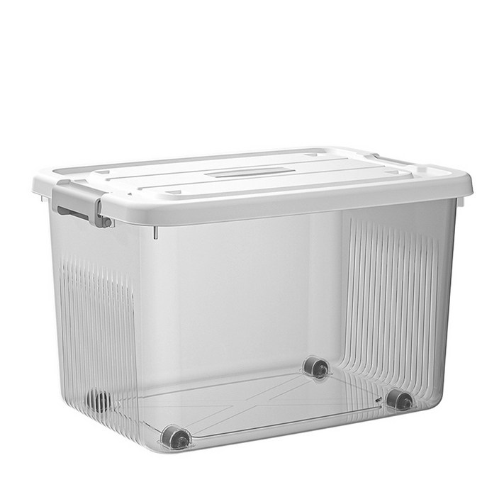 제이투 다용도 바퀴 수납 정리함 리빙박스, 3개, 투명