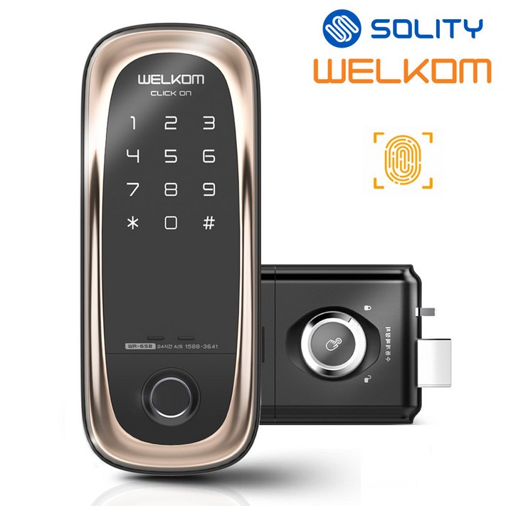 전국설치 솔리티 웰콤 클릭온 지문인식번호키 블루투스옵션 즉시잠금기능 지문인증 0.9초 빠르고 정확한 인증 지문100개 허수기능 번호키 현관문 디지털도어락 도어록, 방문설치, 웰콤 클릭온