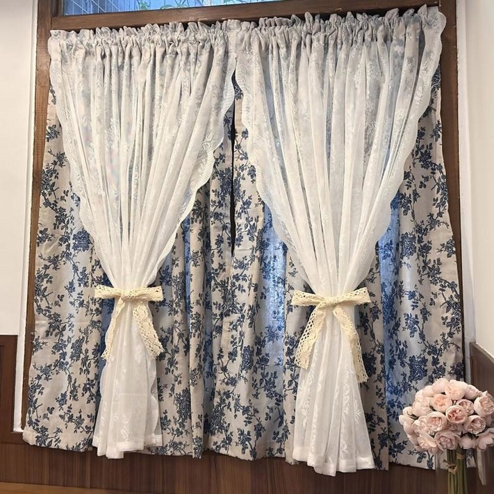 이중커튼 암막 레이스 거실 침실용 대형 32평 고급스러운 패널 2중 침실 창문커텐 파티션