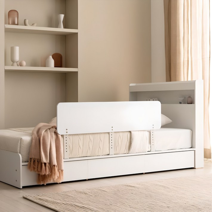 젠티스 국산 어린이 침대 안전가드 낙상방지 무지, 고급브라켓, A.무지화이트