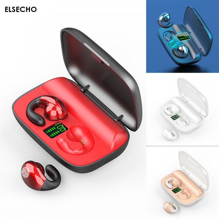 Elsecho 골전도 블루투스이어폰 이어클립형 방수 노이즈캔슬링헤드폰