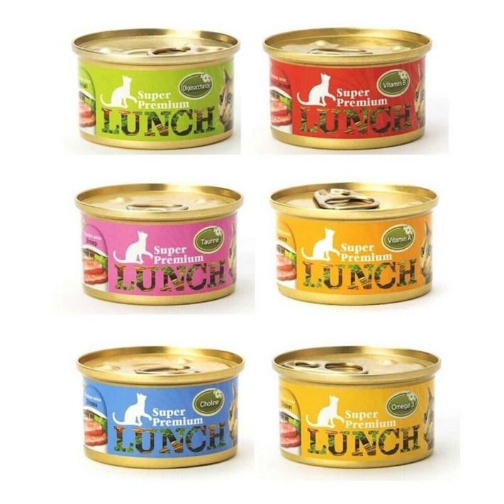 런치 슈퍼프리미엄 캔 6종 콤보 24개입참치헤어볼,연어,게살,치어,치킨,새우 아홉냥이무료입냥