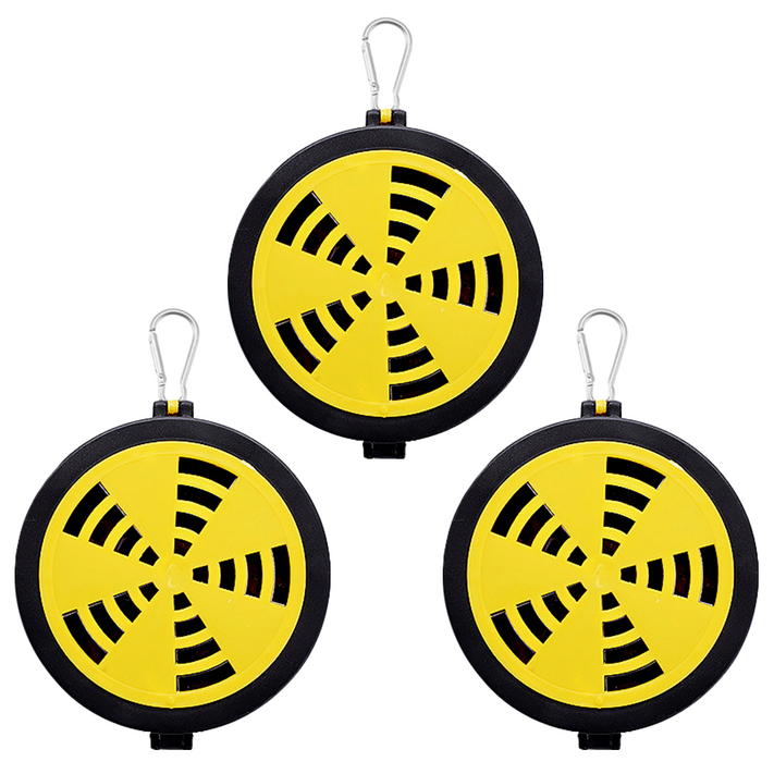 리브문 회전형 연기조절 모기향 케이스, 노랑, 3개