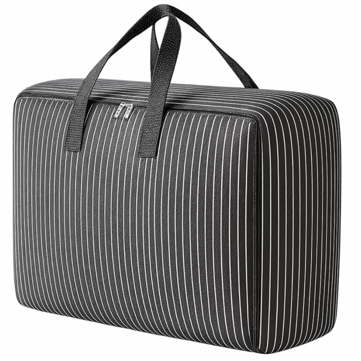 브레보 방수 튼튼 대형 이불 가방, 1개, 차콜 스트라이프