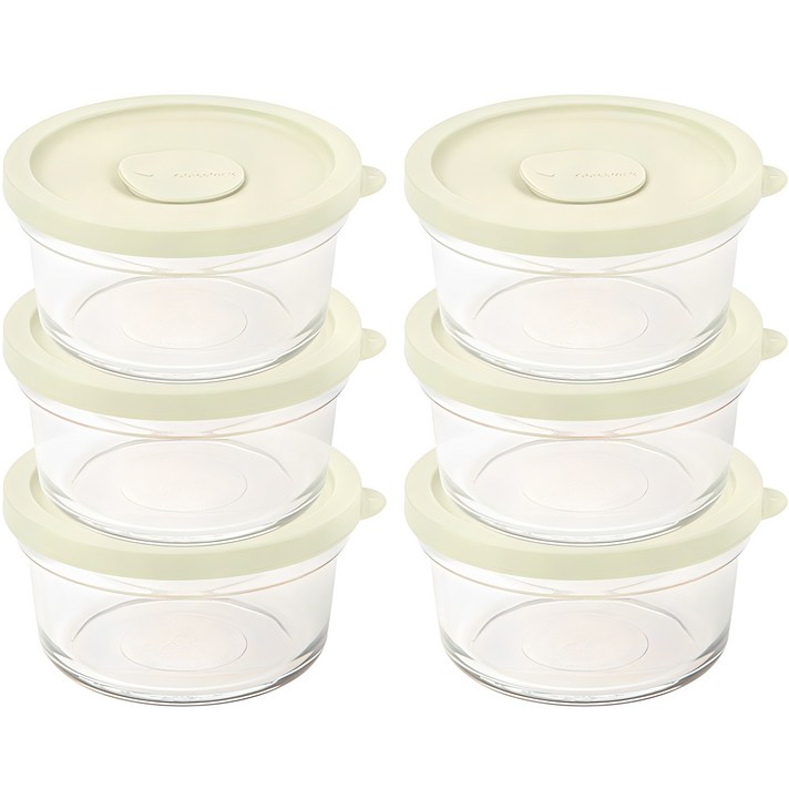 글라스락 렌지쿡 촉촉한 햇밥용기 원형 350ml, 코코넛밀크, 6개 글라스락 렌지쿡 촉촉한 햇밥용기 원형 350ml, 코코넛밀크, 6개