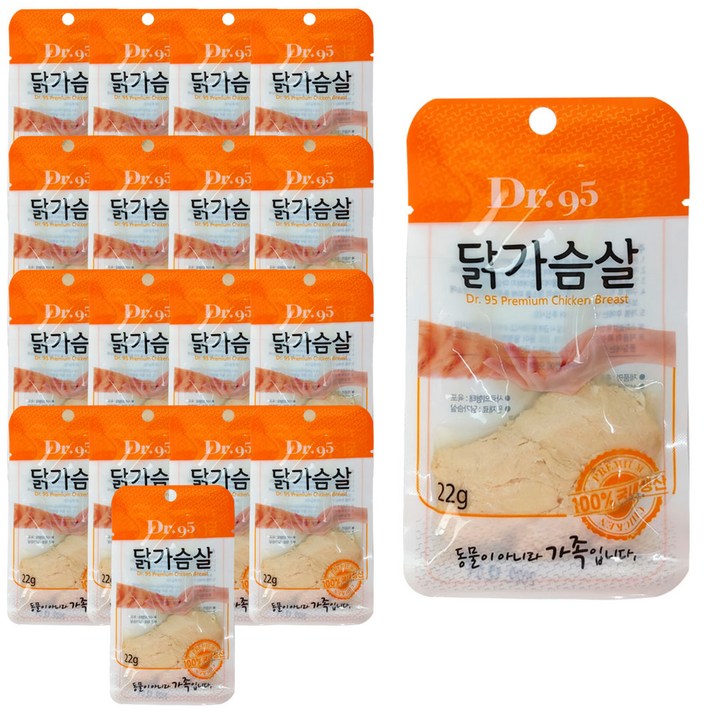 닥터95 촉촉 닭안심 반려동물 간식, 닭가슴살, 22g, 18개