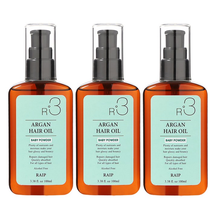 라입 R3 아르간 헤어오일 베이비파우더, 100ml, 3개 라입 R3 아르간 헤어오일 베이비파우더, 100ml, 3개