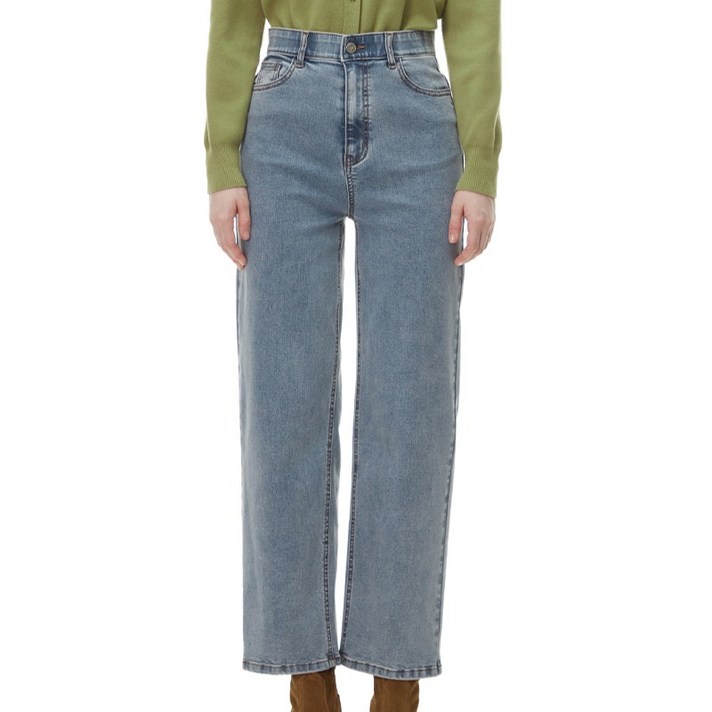 플라스틱아일랜드 여성용 릴렉스 롱 데님 팬츠 PQ7DP202