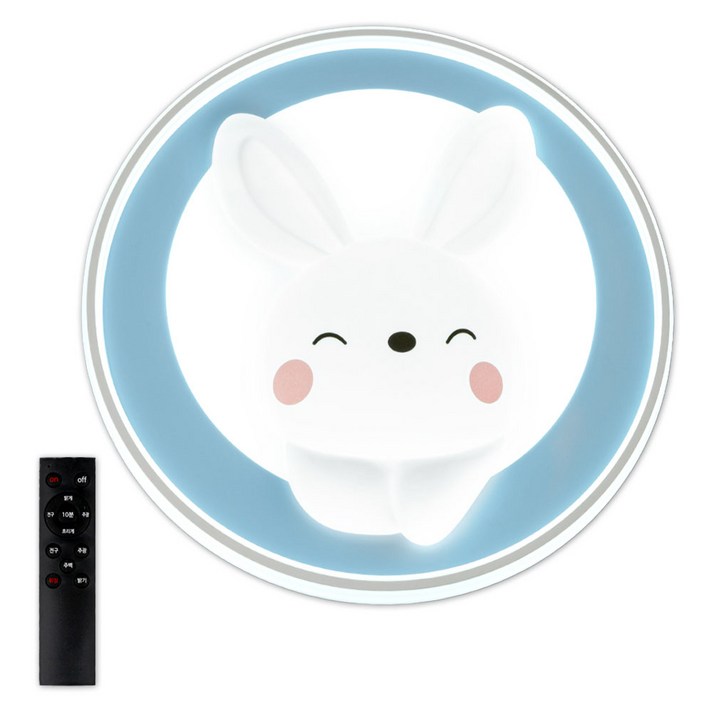 원하 래빗원링 캐릭터 원형 LED 방 천장등 75W  리모컨 세트