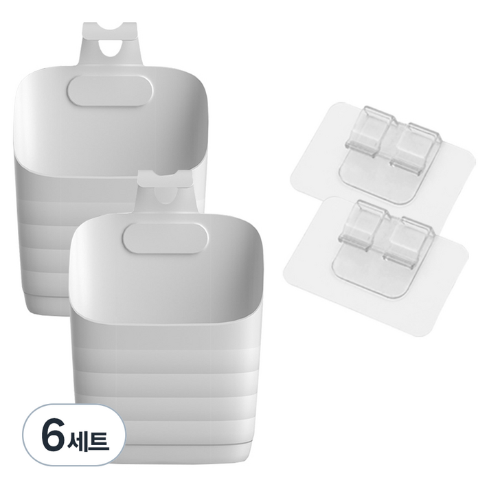 조이베리 주방 욕실 벽걸이 수납바구니 소형 2p  접착패드 2p, 화이트, 6세트