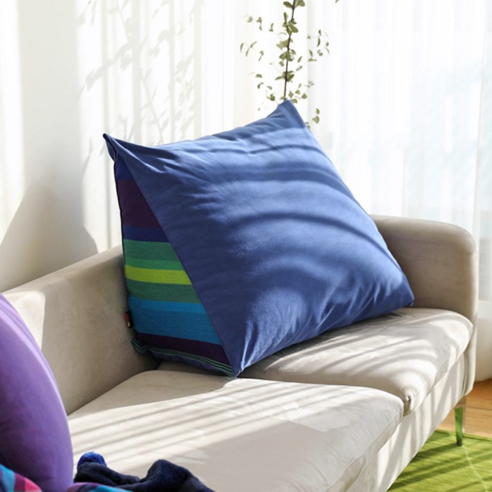 오리고 셔벗 삼각 등쿠션 솜포함, 블루