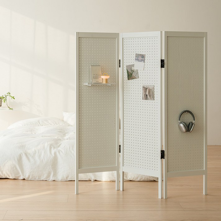 우드레이 바인 스탠드 타공파티션 3단, 화이트