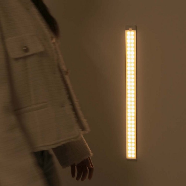 모락 넬리 스틱 C타입 충전식 LED 현관 계단 주방 벽 붙이는 모션 동작 감지 무선 자석 센서등 50cm, 1개, 전구색