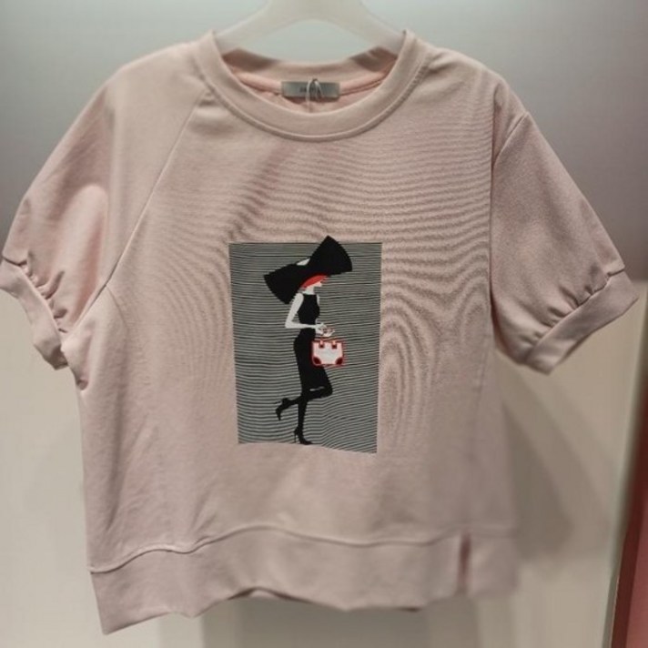 Destijl HC06 짧은 세미크롭 티파니 소녀 밑단 트임 라운드 반팔 데일리 면티 D2423ts30P
