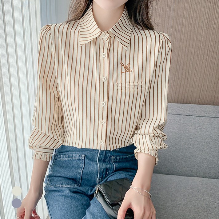 클라셰 자수스트라이프캐주얼셔츠CB5SSH003C