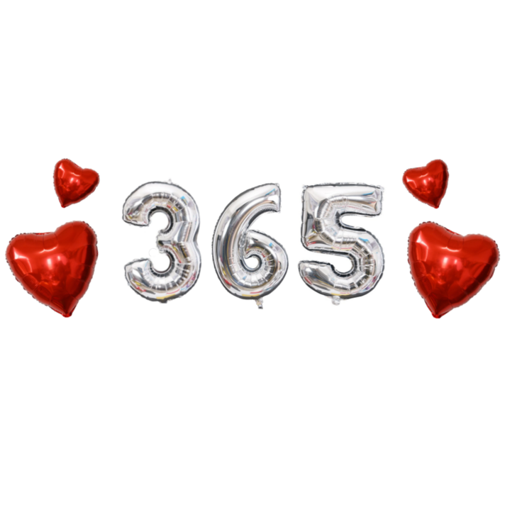 베르트폴 365일 1주년 기념일 파티 풍선 세트, 1세트, 실버