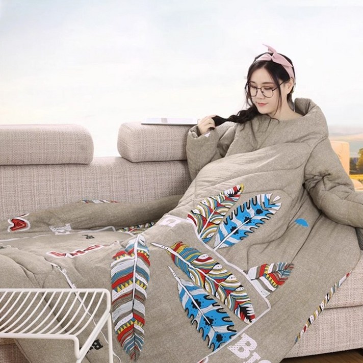 크리스마스 꿀잠 입는이불 쿠션변신 차박 캠핑 여행 집순이 겨울필수템 푹신 담요 침낭 간편휴대 150200 팔달린 게으른 이불